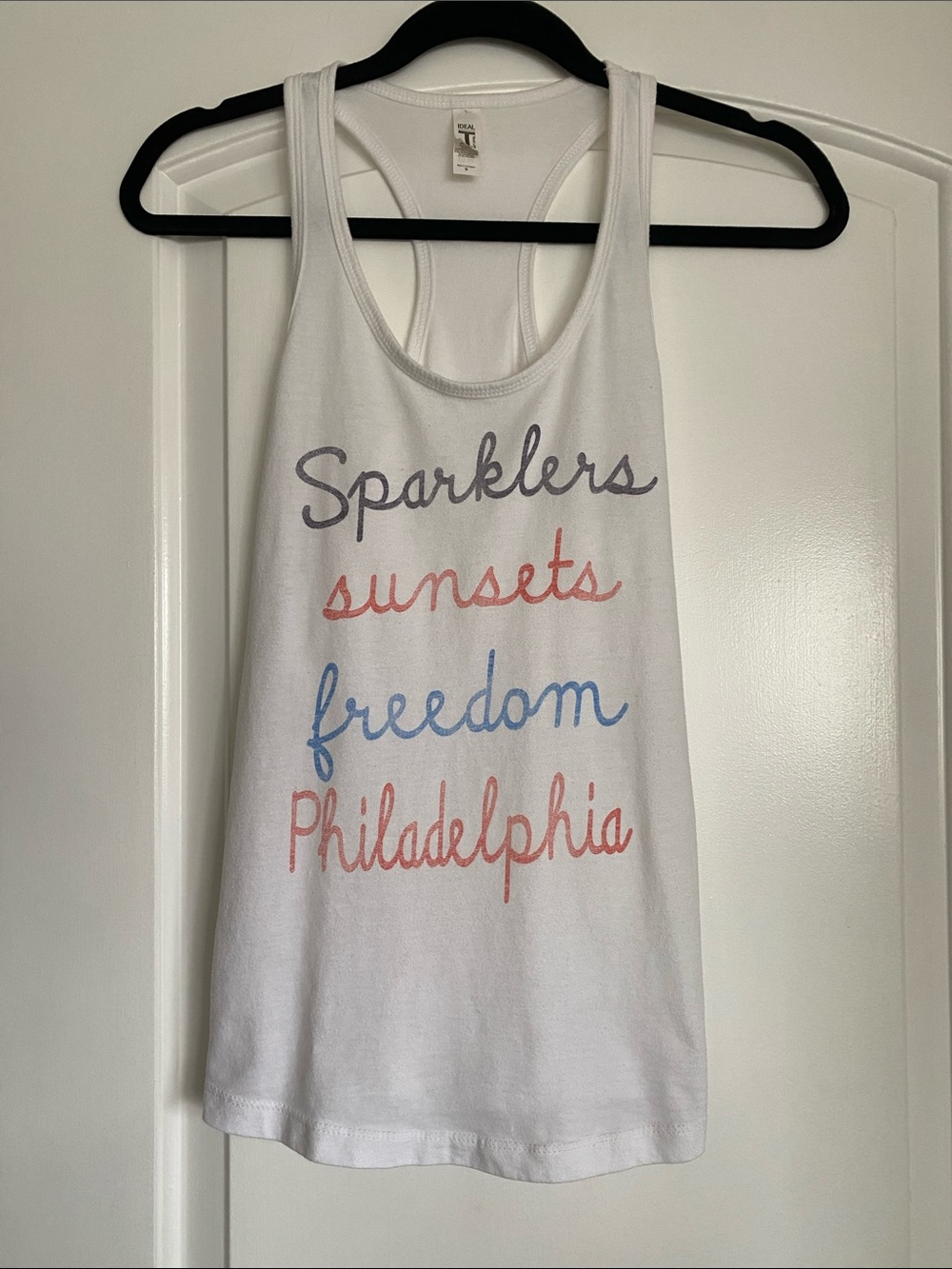 4th of July Red White and Blue Philadelphia Racerback Graphic Tank Top Small